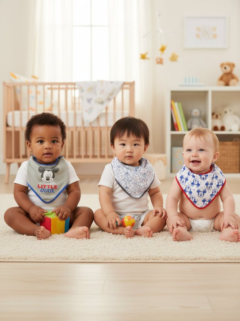 NWT Disney Baby Mickey Mouse Bandana Bibs 3-Pack Drool Teething Infant Set Blue